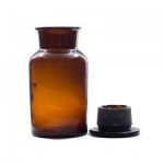 Reagent bottle amber glass, wide mouth, with