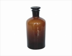 Reagent bottle amber glass, narrow mouth, with ground-in glass stopper or plastic stoppe